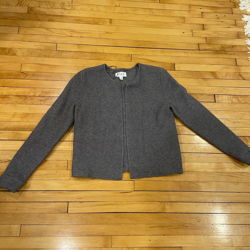 Gray ELLE Ribbed Cardigan